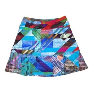 DONA JO DonaJo Jojo Skirt Skort Multicolored Abstract Print Size 1 Small 14.5"